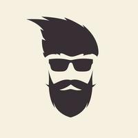 cool man kapsel met baard en zonnebril logo ontwerp vector grafisch symbool pictogram teken illustratie creatief idee