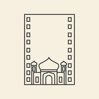 gebedskleed met moskee lijn logo symbool pictogram vector grafisch ontwerp illustratie idee creatief