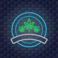 cirkel marihuana-logo met neon-stijl. vector