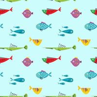 vis naadloze patroon cartoon geïsoleerd op een witte achtergrond. vector