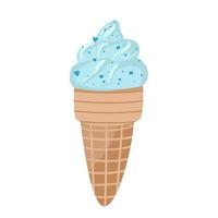 ijs met een wafel buis op een witte achtergrond met blauwe kers. vectorillustratie. handtekening vector