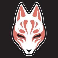 Japanse kitsune fox masker geïsoleerd op een donkere achtergrond. grafische vector. vector
