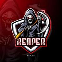 grim reaper mascotte esport logo ontwerp. vector