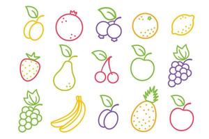 vector set iconen van fruit en bessen in vlakke stijl.