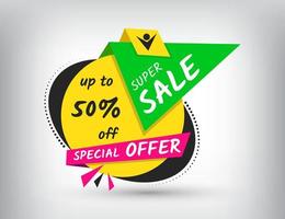 black friday super sale aanbiedingen tag. modern verkooplabel. beste aanbiedingsprijs, tot 50 procent korting op badge, korting, reclameontwerp in geometrische vorm. vector