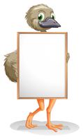 Een struisvogel met een leeg bord vector