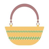 strandtas met strepen en trapeziumvormige shape.turquoise bag.flat illustration.bag geïsoleerd op een witte background.high houten handles.vector illustratie vector