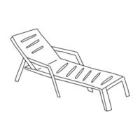 zomer plastic chaise longue-contour hand drawing.black en white image.coloring.beach holiday.doodle style.vector illustratie vector