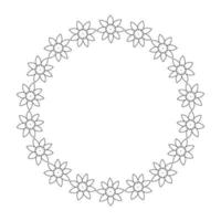bloemen krans. het bloemframe is getekend in de doodle-stijl. zwart-wit afbeelding geïsoleerd op een witte background.for het maken van uitnodigingen en briefkaarten.circle van elements.vector afbeelding vector