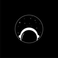 astronaut met fonkelende ster geïsoleerd in cirkel. logo ontwerp. vectorillustratie. vector