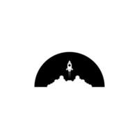 creatief eenvoudig ontwerp van het logo voor het opstijgen van de raket. geïsoleerd in het zwart. vector illustratie
