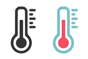 vector set iconen van thermometer in vlakke stijl.