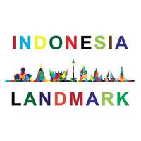indonesisch oriëntatiepuntpictogram met ontwerp in wpap-stijl vector