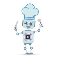 AI Kunstmatige intelligentie Technologierobot kookt voedsel vector