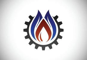 vuur vlam icoon in een vorm van drop. olie- en gasindustrie logo ontwerpconcept. vector