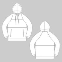 technische schets grijze anorak. unisex ondergoed hodie ontwerpsjabloon. vector