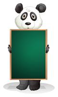 Een panda aan de achterkant van een leeg schoolbord vector