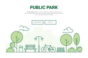 Landschap stedelijke tuin park concept. ontwerp voor milieu groen op de website van de bestemmingspagina van het stadsthema. vector