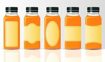 jus d'orange fles mockup met verschillende stickers vector