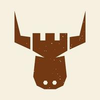 stier hoorn met kasteel vintage logo symbool pictogram vector grafisch ontwerp illustratie idee creatief