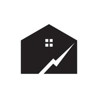 minimalistisch huis met spleet aardbeving logo ontwerp vector grafisch symbool pictogram teken illustratie creatief idee