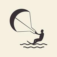 hipster man wakeboarden logo symbool pictogram vector grafisch ontwerp illustratie idee creatief