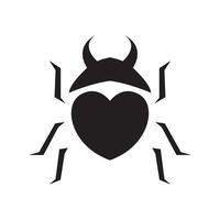insect kever met liefde logo ontwerp vector grafisch symbool pictogram teken illustratie creatief idee