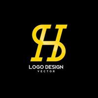 h symbool gouden monogram logo sjabloon vector