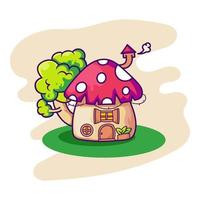 schattig cartoon paddestoel huis vector ontwerp