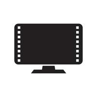 monitor led computer met film film logo ontwerp vector grafisch symbool pictogram teken illustratie creatief idee