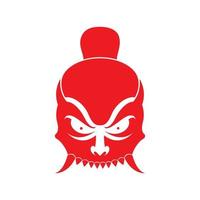 rood monster masker ninja cultuur logo ontwerp vector grafisch symbool pictogram teken illustratie creatief idee