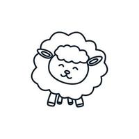 lam of schaap of geit schattige cartoon lijn logo pictogram illustratie vector