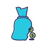zak met geld munt logo symbool pictogram vector grafisch ontwerp illustratie