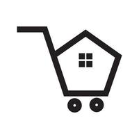 huis vorm met trolley logo ontwerp vector grafisch symbool pictogram teken illustratie creatief idee