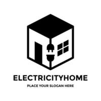 elektriciteit of elektrisch huis vector logo sjabloon. dit ontwerp gebruikt plug-symbool. geschikt voor huis power business.