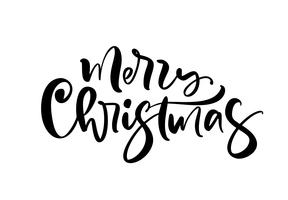 Merry Christmas kalligrafische hand getrokken belettering tekst. Vector illustratie Xmas kalligrafie op witte achtergrond. Geïsoleerd element voor bannerprentbriefkaar, de groetkaart van het afficheontwerp