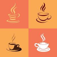 koffiekopje platte logo set vector