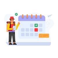 selecteer datum vlakke afbeelding, tourplanning vector