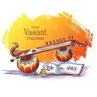 happy vasant panchami indian festival kaart achtergrond vector