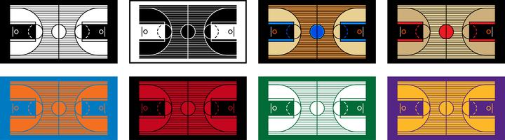 Vectorillustratie van een basketbalveld hardhouten vector