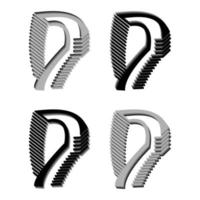 vectorafbeeldingen van elegante 3D-letter p in zwarte en grijze kleur. perfect voor bedrijven, t-shirts, enzovoort. vector