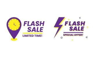 flash verkoop banner met klok en donder element in memphis stijl, eps 10 vector geïsoleerd geschikt voor elke advertentie, banner en poster-element