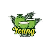 premium logo van jonge kokosnoot vector