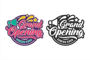 grootse opening binnenkort ontwerp logo vector