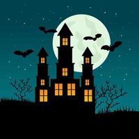 vectorillustratie van halloween kasteel. uitnodiging voor halloween-feestje vector