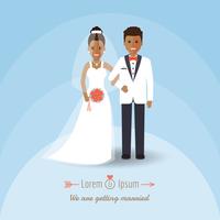 Afrikaans bruidegom en bruidpaar op huwelijksdag. vector