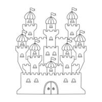 sprookjesachtig kasteel. kleurboekpagina voor kinderen. vectorillustratie geïsoleerd op een witte achtergrond. vector