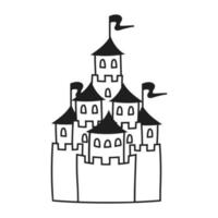 sprookjesachtig kasteel. kleurboekpagina voor kinderen. cartoon-stijl. vectorillustratie geïsoleerd op een witte achtergrond. vector