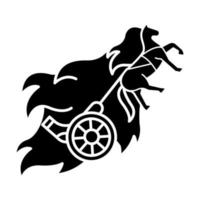 strijdwagen van vuur bijbel verhaal glyph icoon. religieuze legende. christelijke religie, plot van de heilige boekscène. bijbels verhaal. silhouet symbool. negatieve ruimte. vector geïsoleerde illustratie