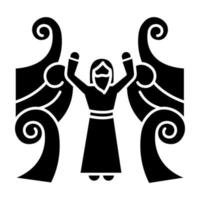 het oversteken van het rode zee-bijbelverhaal glyph-pictogram. profeet van Mozes. gescheiden water. Egyptenaren redden. religieuze legende. bijbels verhaal. silhouet symbool. negatieve ruimte. vector geïsoleerde illustratie